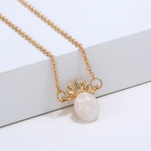Opal Colored Pineapple Pendant Chain Necklace